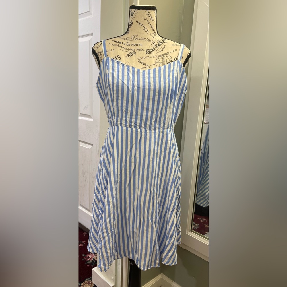 Old Navy Blue and White Spaghetti Strap Sundress